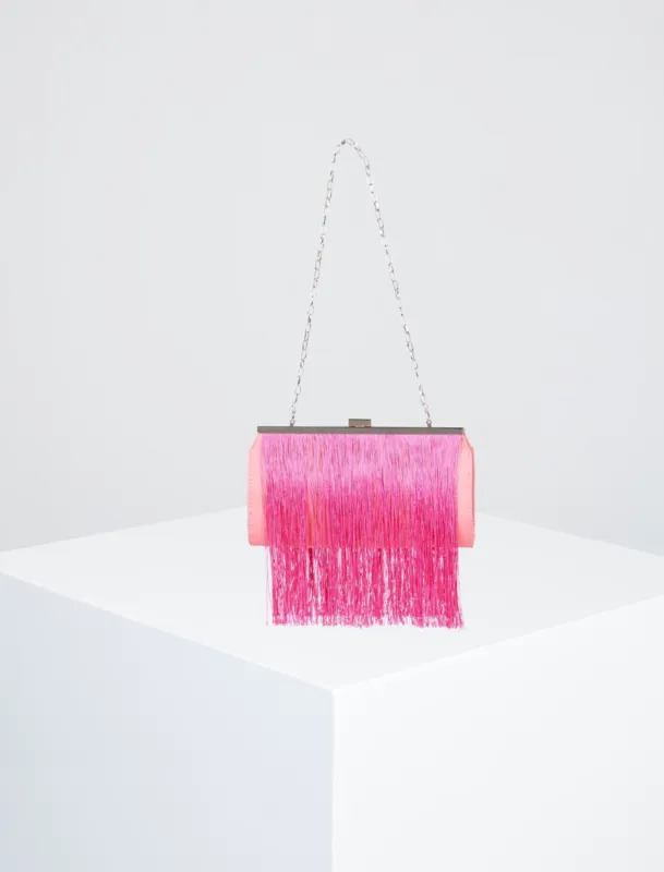 Carla Fringe Frame Clutch sold by BCBGMaxAzria