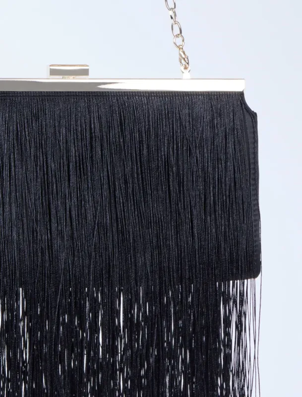 Carla Fringe Frame Clutch sold by BCBGMaxAzria