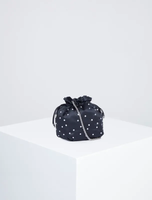 Gisele Rhinestone Drawstring Bucket Bag sold by BCBGMaxAzria