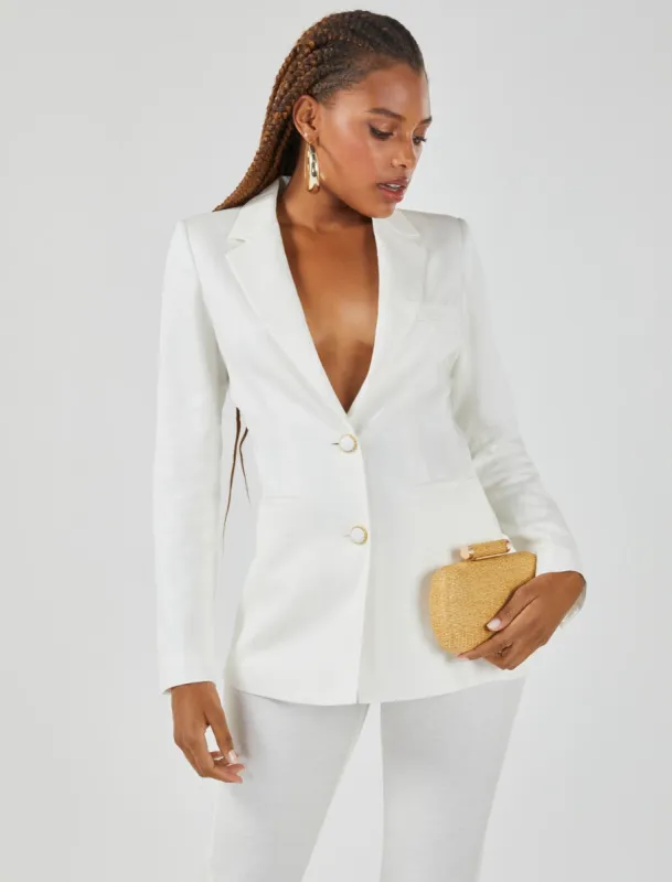 Heidi Straw Hard Case Clutch sold by BCBGMaxAzria