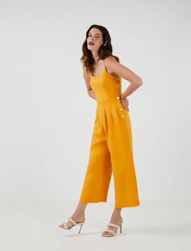 Madeline Sleeveless Linen Jumpsuit sold by BCBGMaxAzria