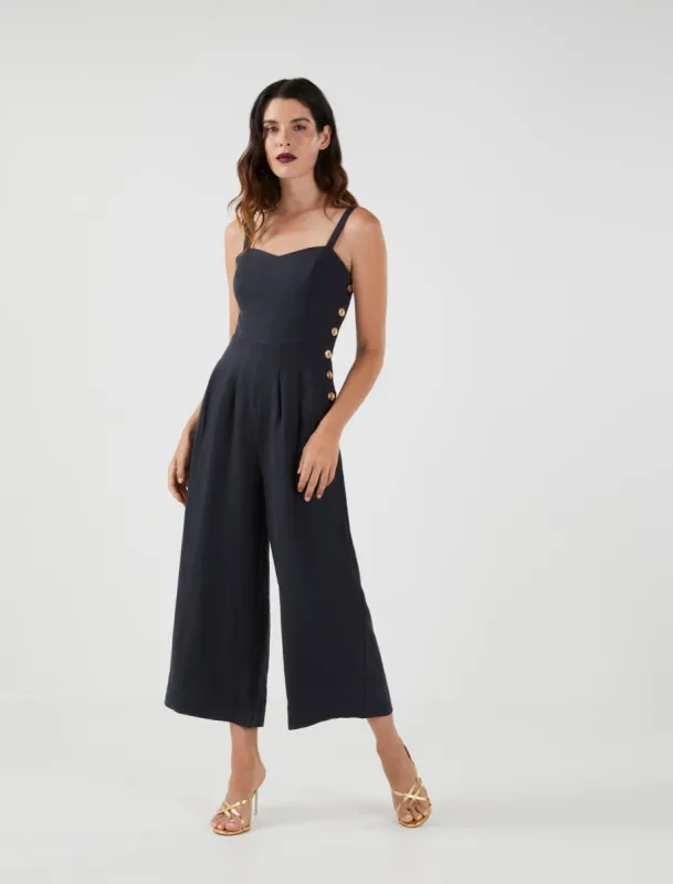 Madeline Sleeveless Linen Jumpsuit sold by BCBGMaxAzria