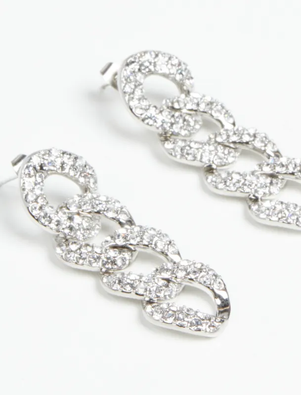 Crystal Link Chain Drop Earrings sold by BCBGMaxAzria