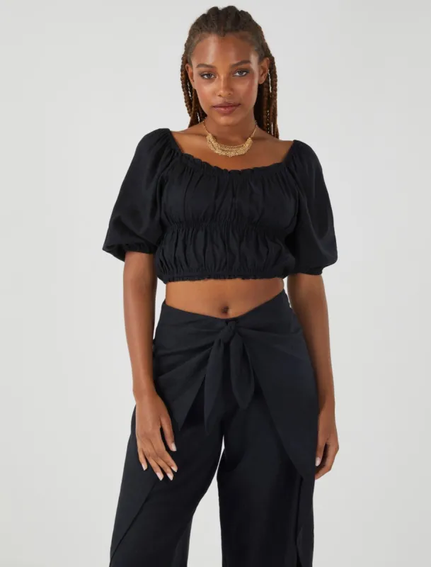 Gathered Puff Sleeve Top sold by BCBGMaxAzria
