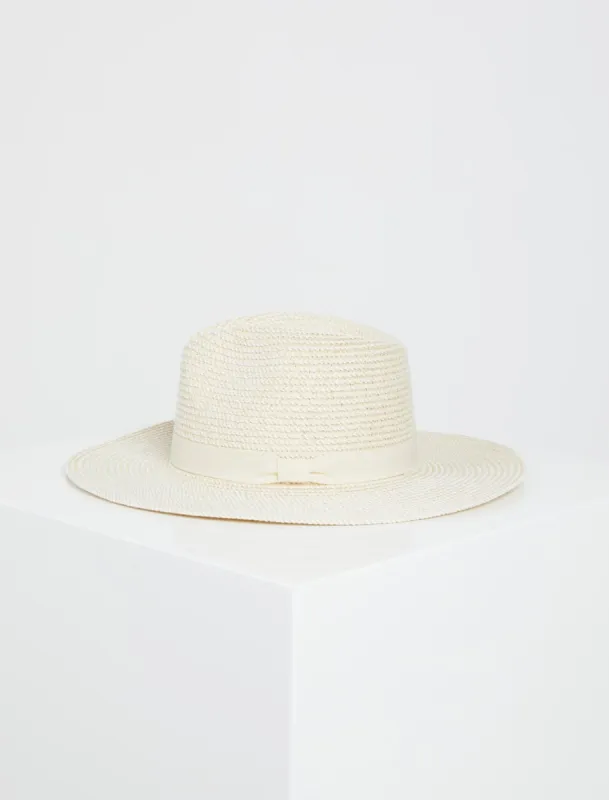Ribbon Band Straw Fedora sold by BCBGMaxAzria