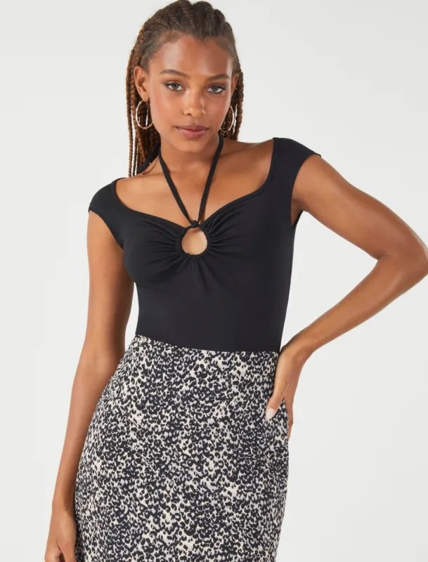 Halter Tie Cutout Bodysuit sold by BCBGMaxAzria