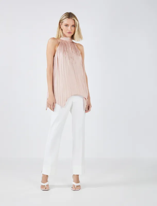 Pleated Neck-Tie Halter Top sold by BCBGMaxAzria