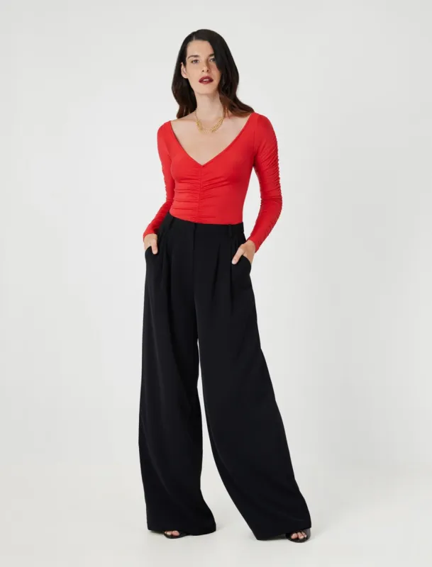 Ruched Long Sleeve Bodysuit sold by BCBGMaxAzria