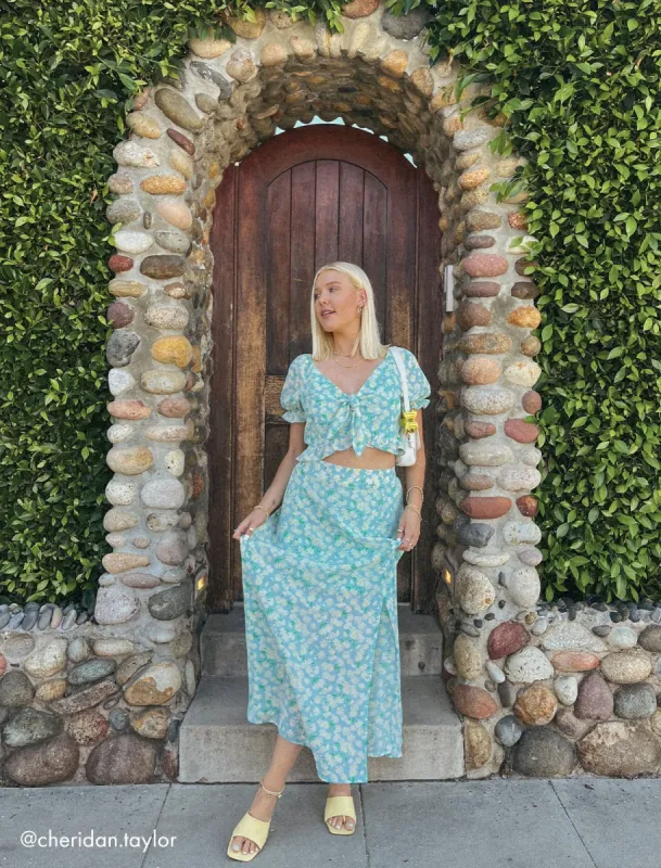 Front Slit Printed Maxi Skirt sold by BCBGMaxAzria