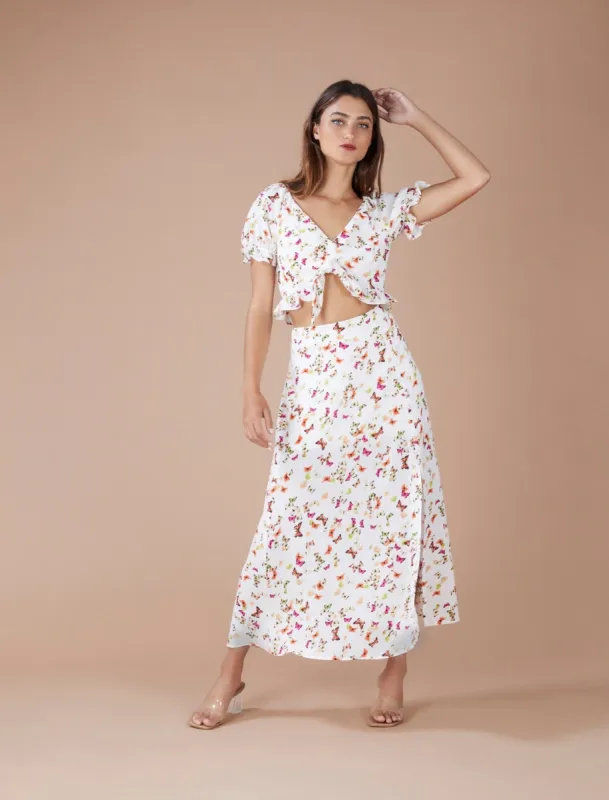 Front Slit Printed Maxi Skirt sold by BCBGMaxAzria