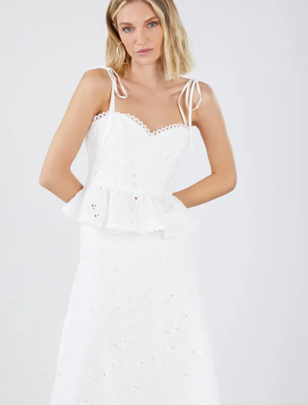 Sylvie Eyelet Peplum Top sold by BCBGMaxAzria