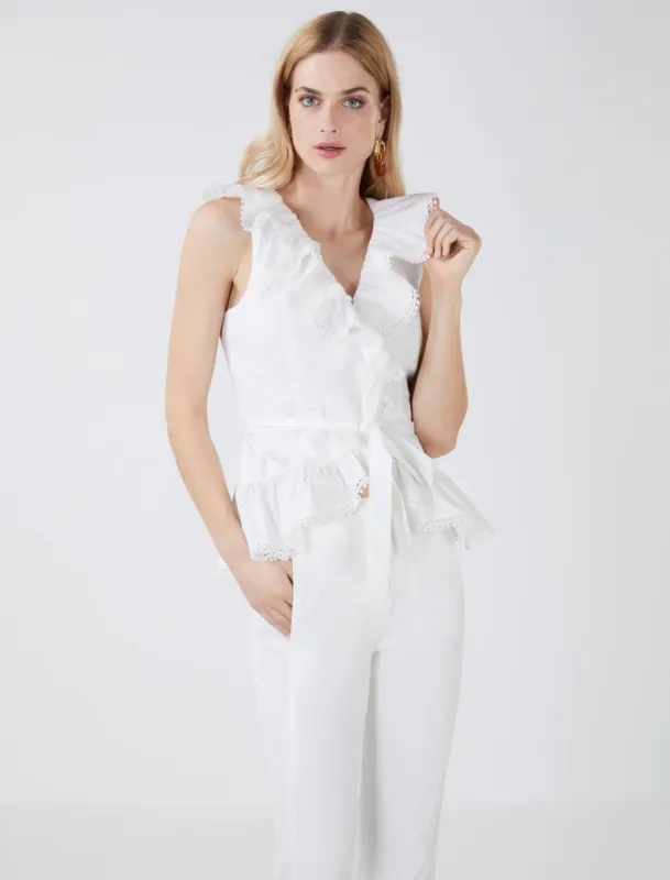 Ruffle Wrap Top sold by BCBGMaxAzria