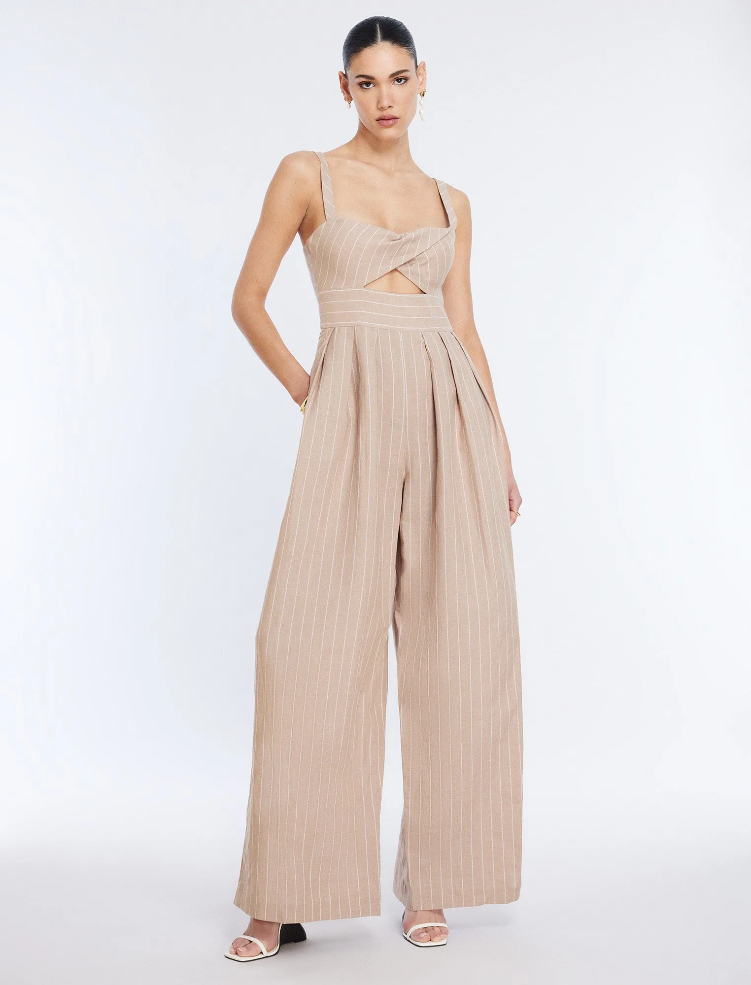 Hadie Linen Keyhole Jumpsuit sold by BCBGMaxAzria