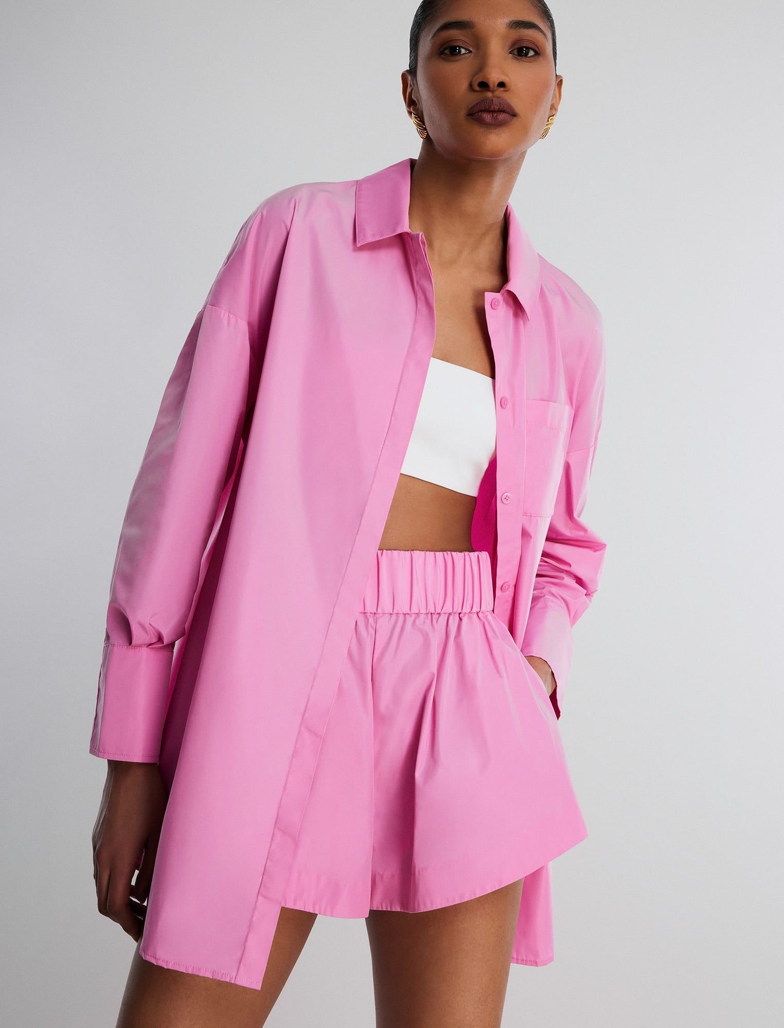 Collared Button-Up Top sold by BCBGMaxAzria