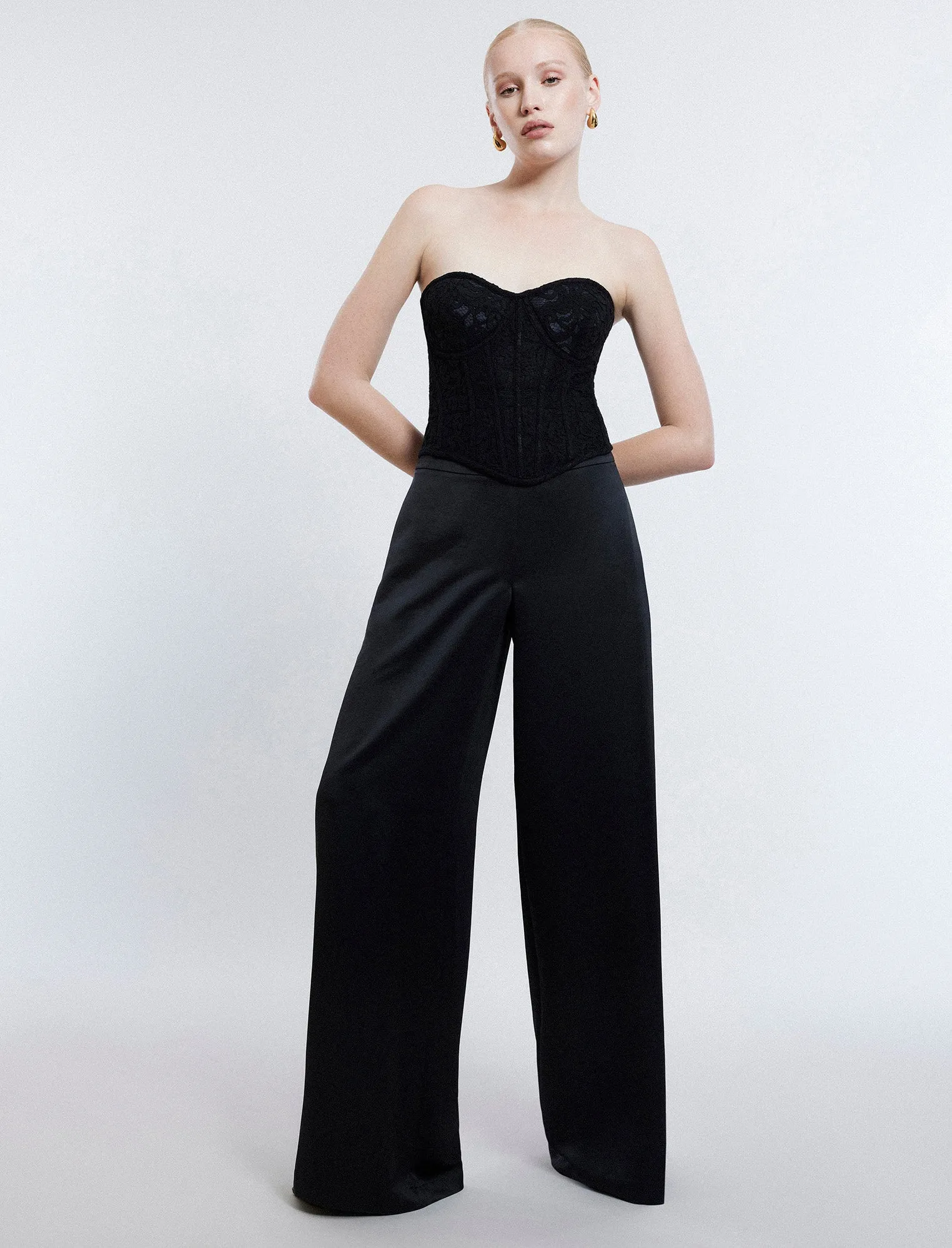 Aire Wide-Leg Satin Trouser sold by BCBGMaxAzria product image thumbnail 2
