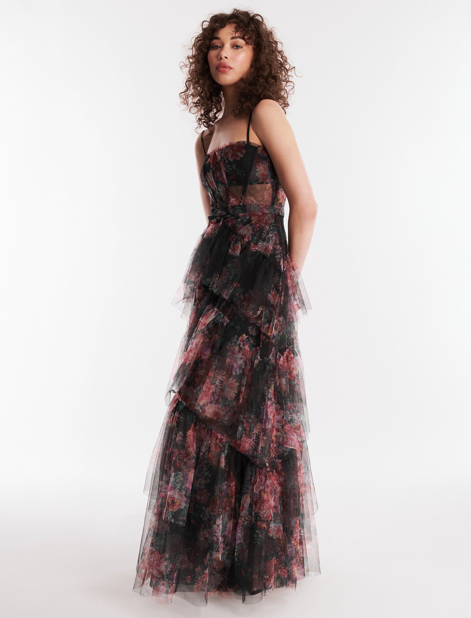 Oly Tiered Ruffle Tulle Evening Gown sold by BCBGMaxAzria product image thumbnail 3