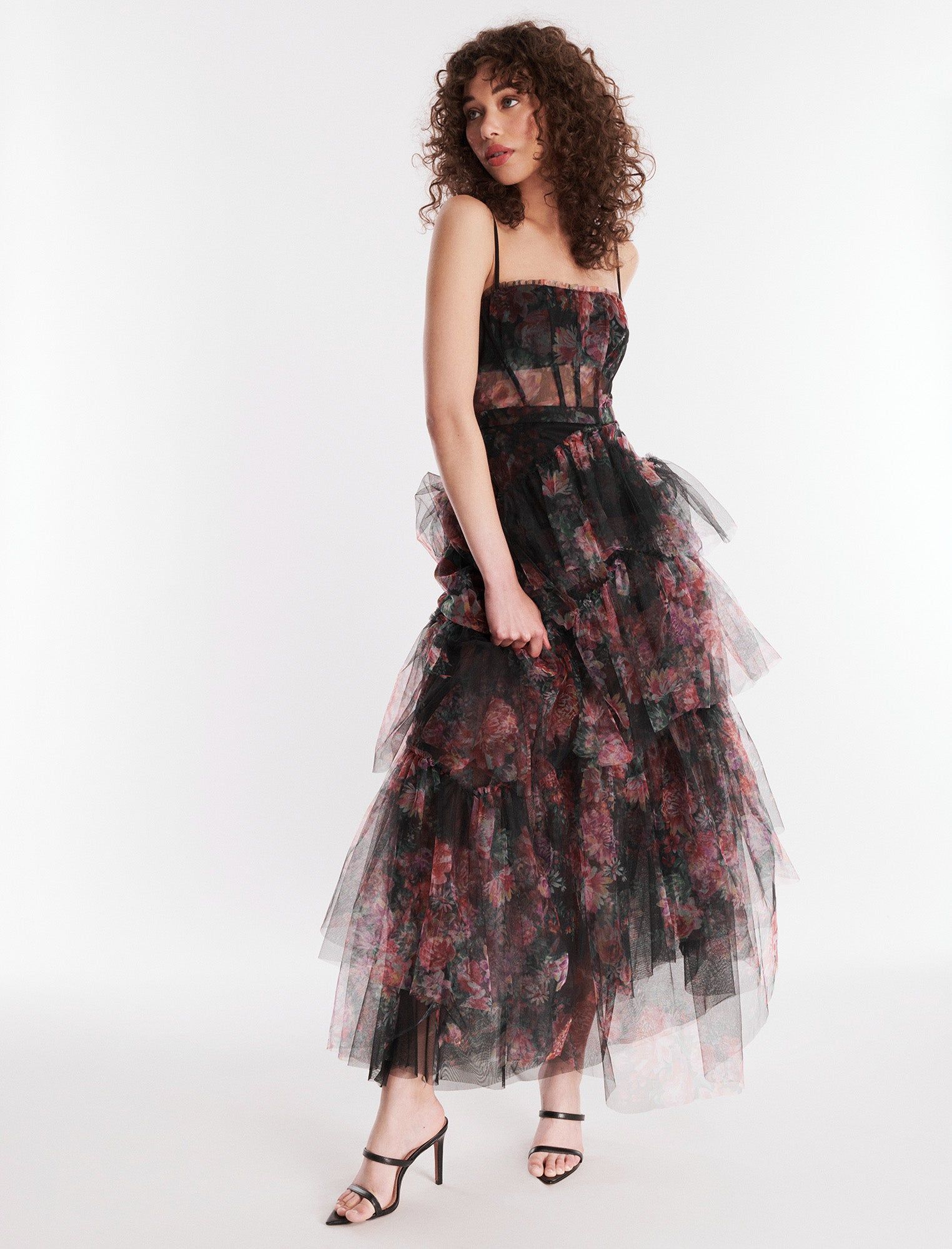 Oly Tiered Ruffle Tulle Evening Gown sold by BCBGMaxAzria product image thumbnail 5