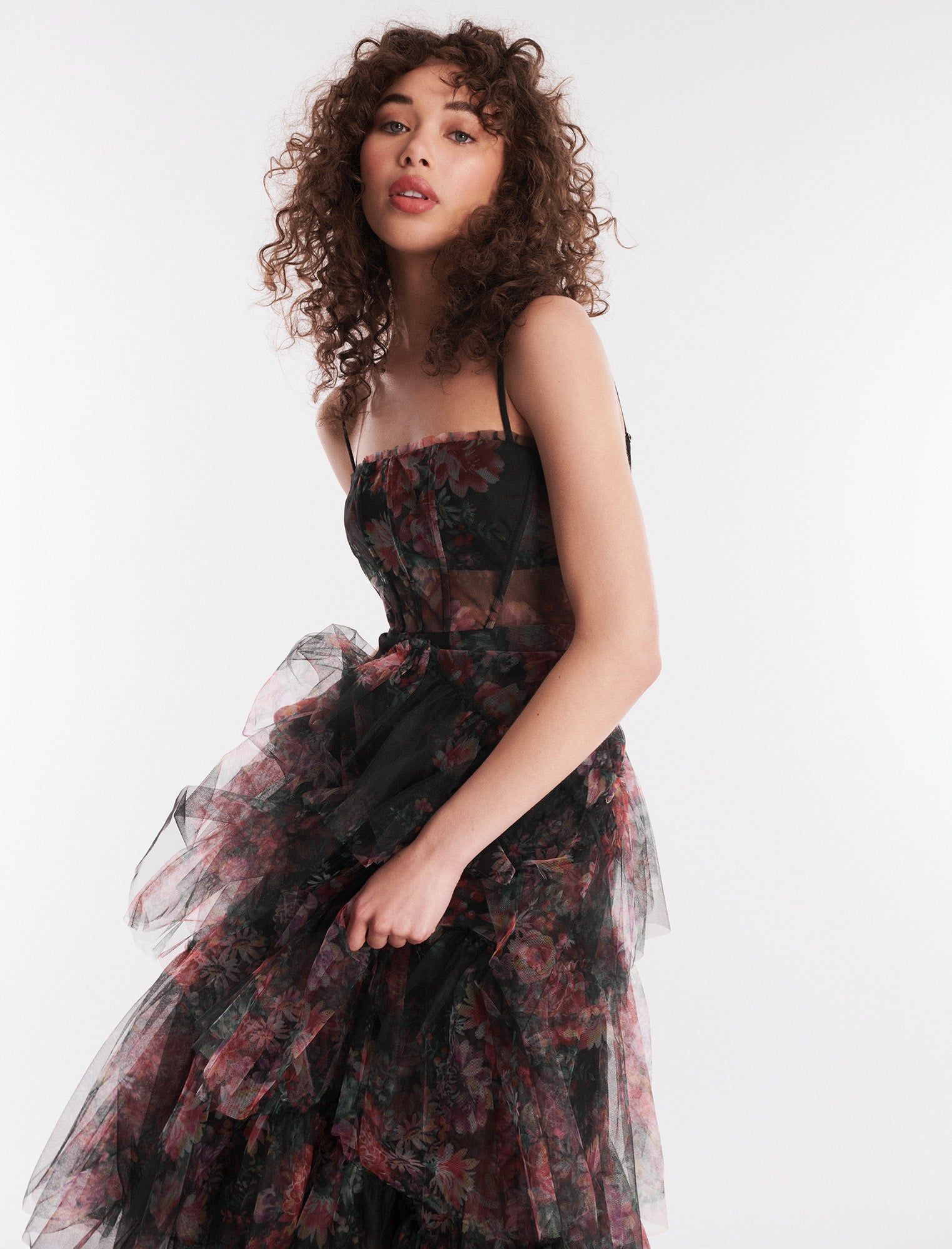 Oly Tiered Ruffle Tulle Evening Gown sold by BCBGMaxAzria product image thumbnail 6