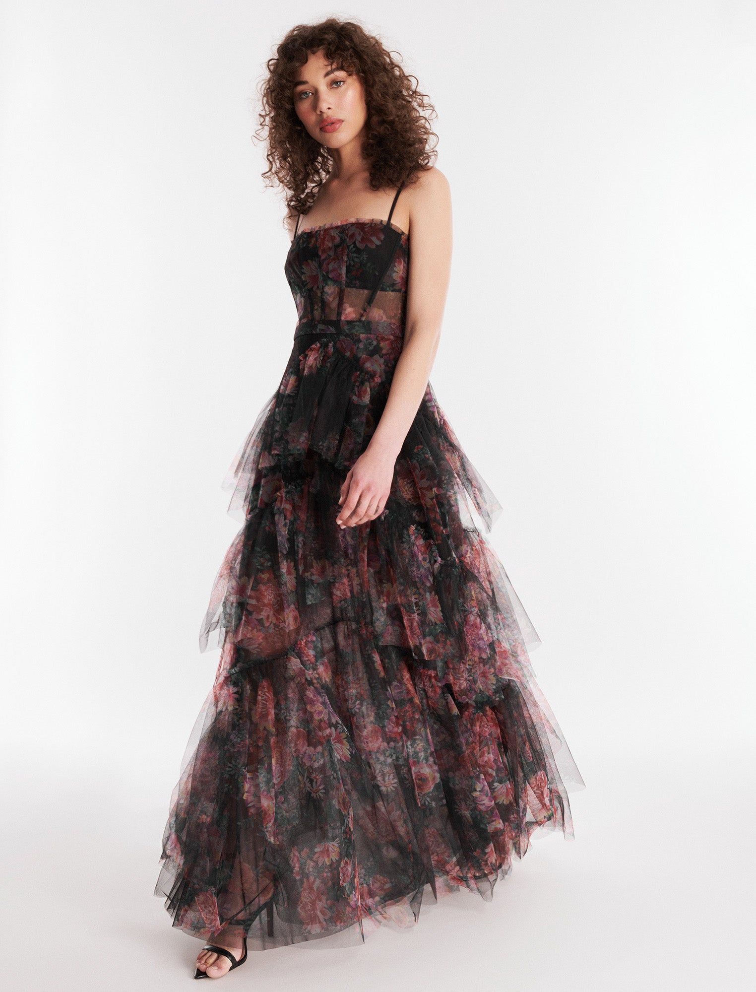 Oly Tiered Ruffle Tulle Evening Gown sold by BCBGMaxAzria product image thumbnail 2