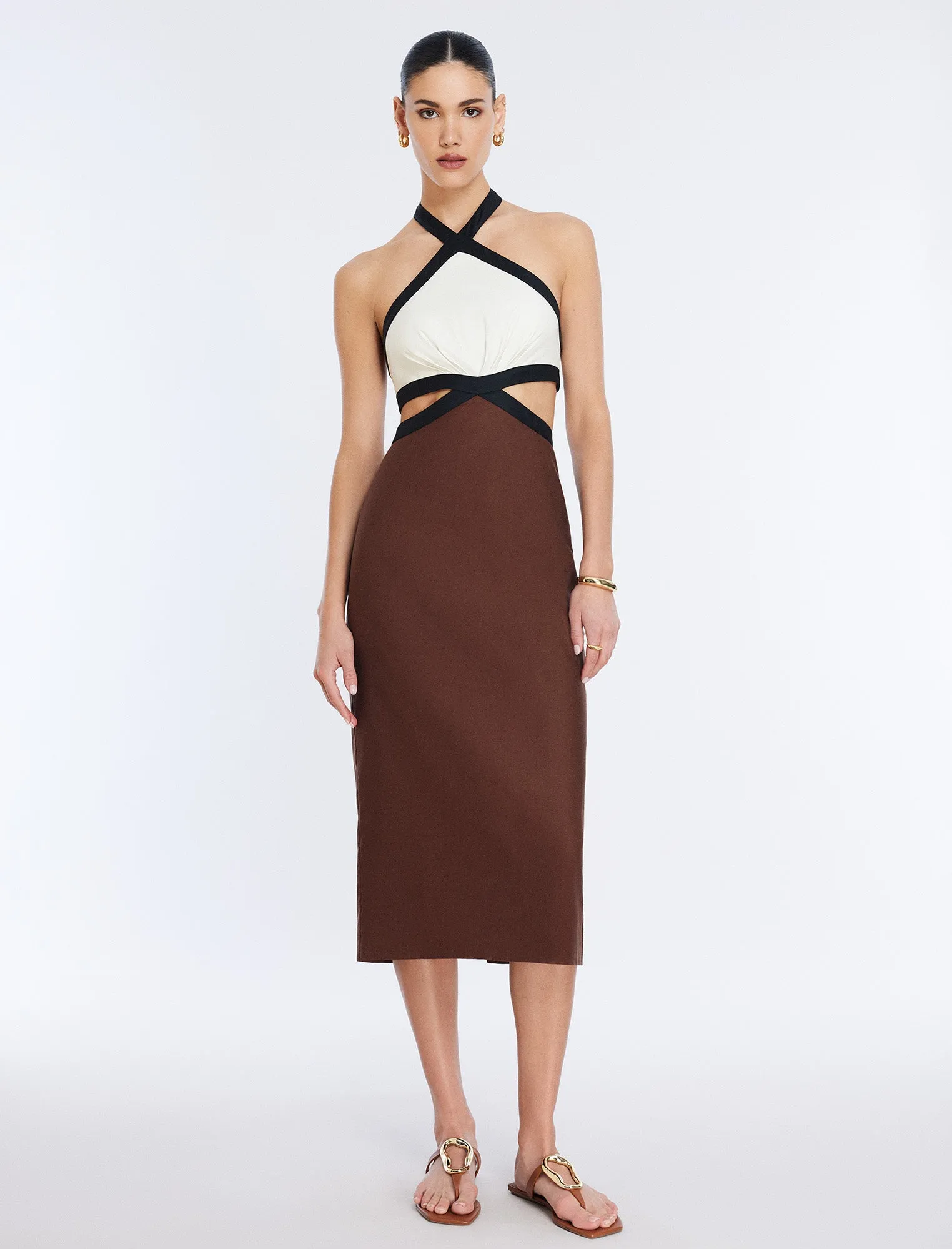 Lula Contrast Trim Midi Dress sold by BCBGMaxAzria
