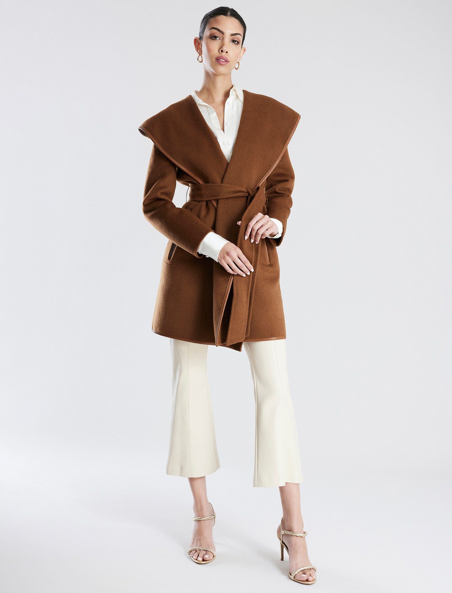 Violet Belted Hooded Wrap Wool Coat sold by BCBGMaxAzria product image thumbnail 5