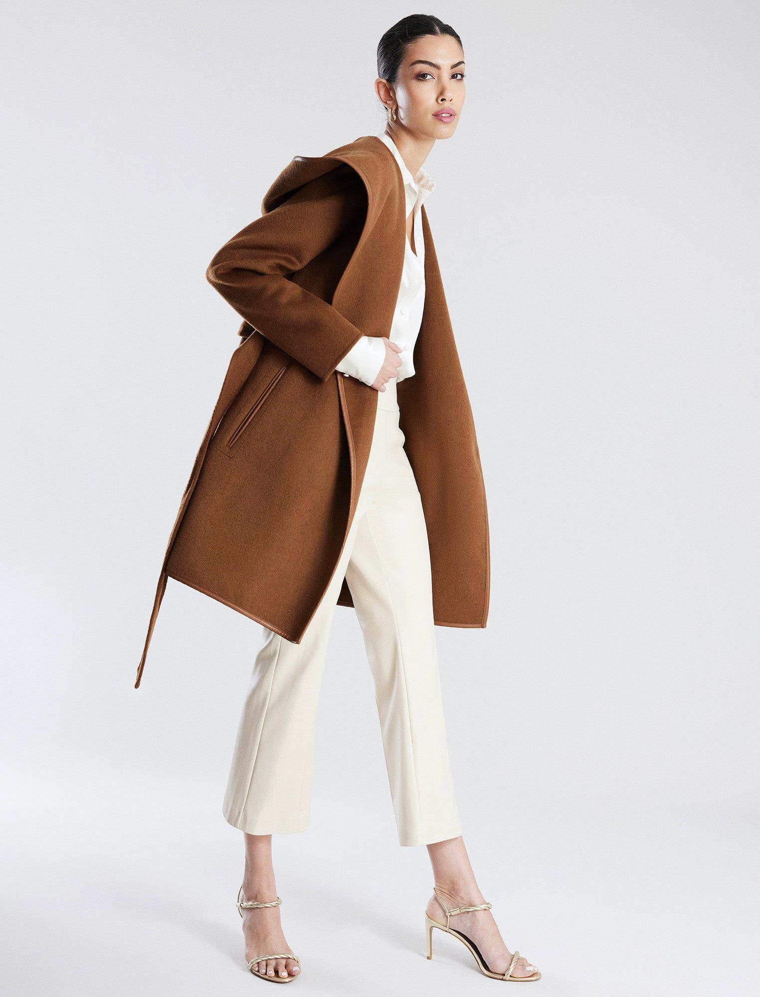 Violet Belted Hooded Wrap Wool Coat sold by BCBGMaxAzria product image thumbnail 3