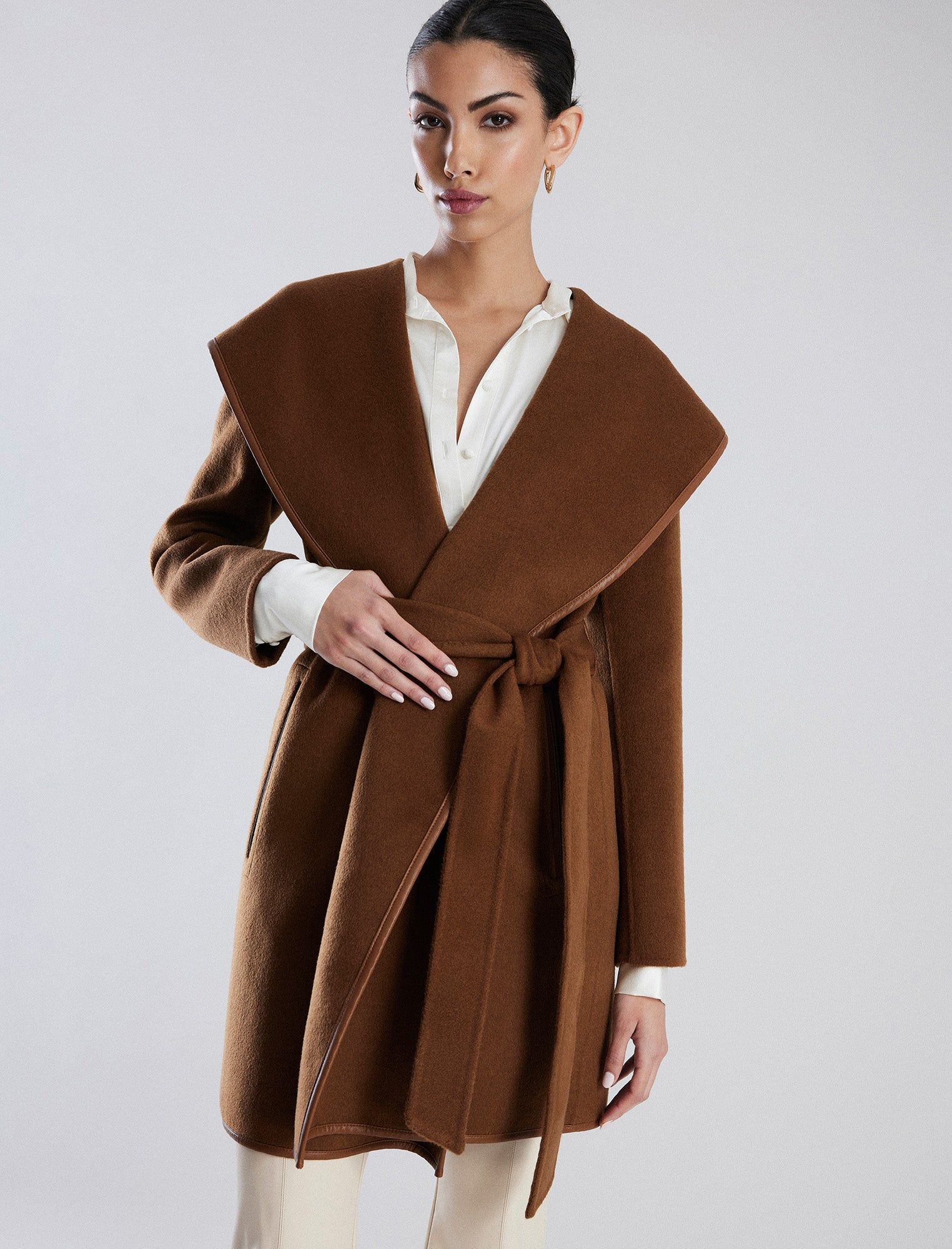 Violet Belted Hooded Wrap Wool Coat sold by BCBGMaxAzria product image thumbnail 2