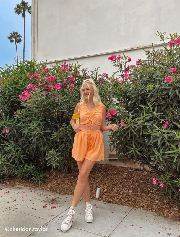 Eyelet Drawstring Crop Top sold by BCBGMaxAzria