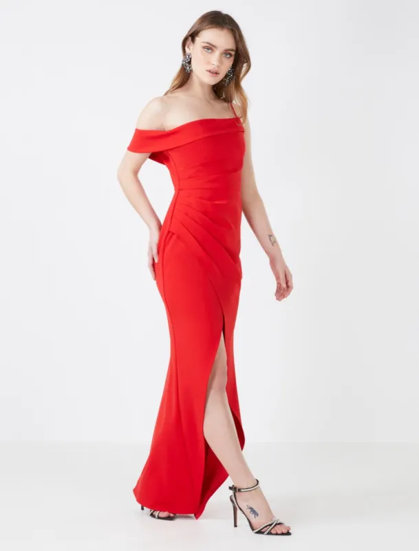 Audrey Asymmetrical Off-Shoulder Evening Gown made by BCBGMaxAzria