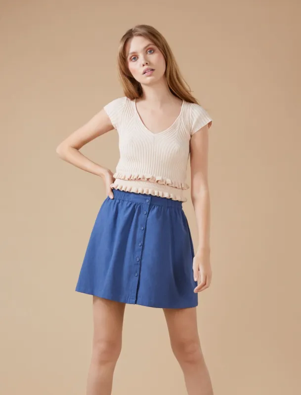 Chambray Mini Skirt sold by BCBGMaxAzria