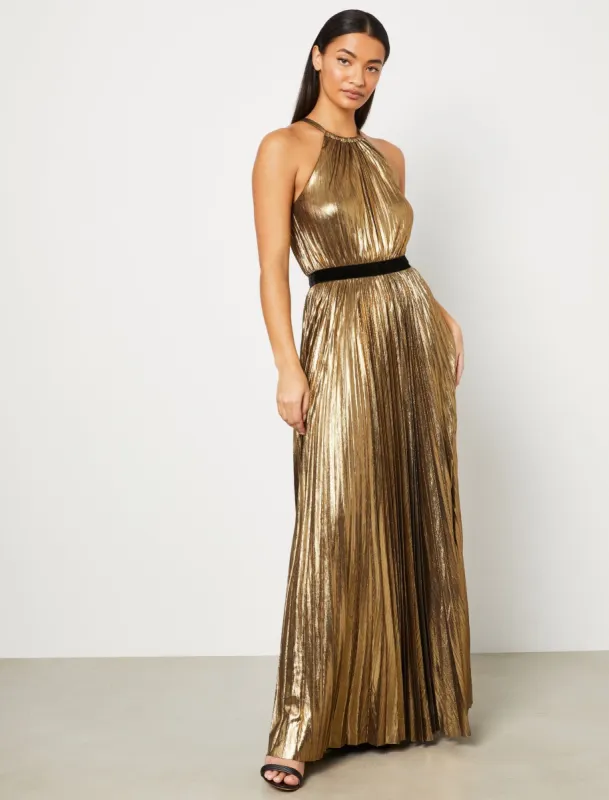 Starling Pleated Halter Dress sold by BCBGMaxAzria