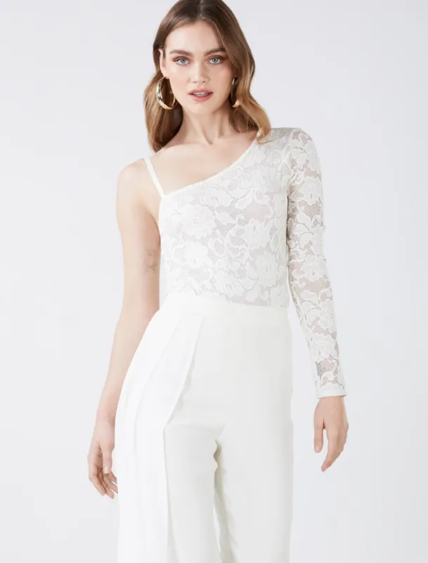 One Shoulder Lace Bodysuit sold by BCBGMaxAzria