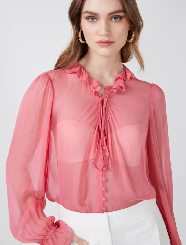 Tie Front Button-Down Top sold by BCBGMaxAzria