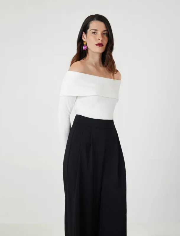 Off-The-Shoulder Rib Top sold by BCBGMaxAzria