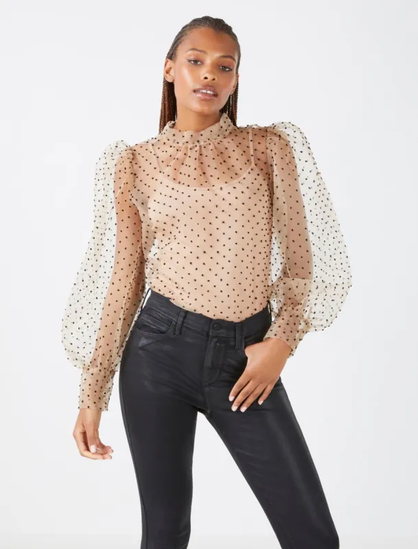 Swiss Dot Puff Sleeve Top sold by BCBGMaxAzria