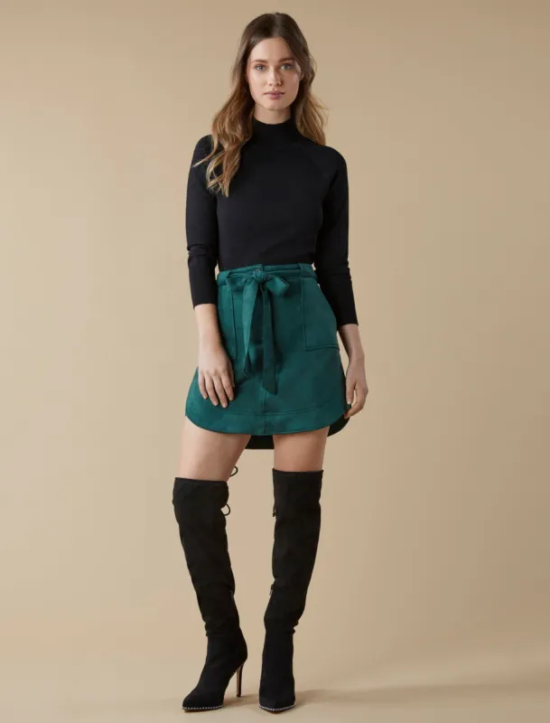 Faux Suede Belted Mini Skirt sold by BCBGMaxAzria