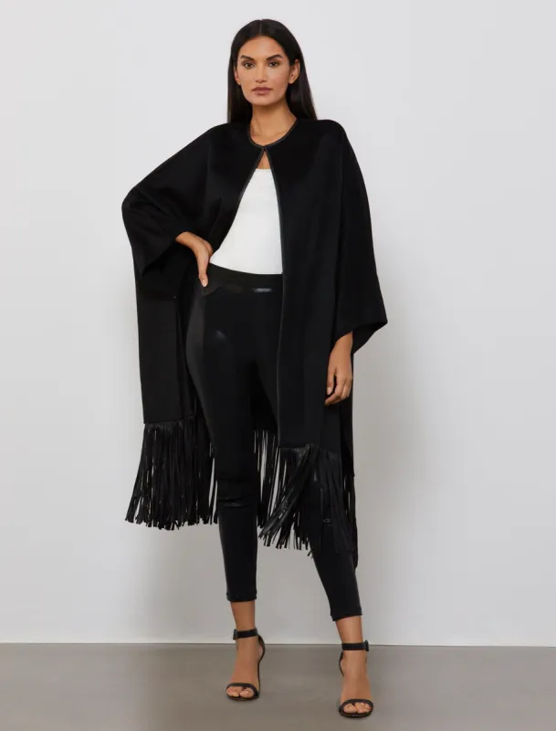 Faux Suede Fringed Maxi Cape sold by BCBGMaxAzria