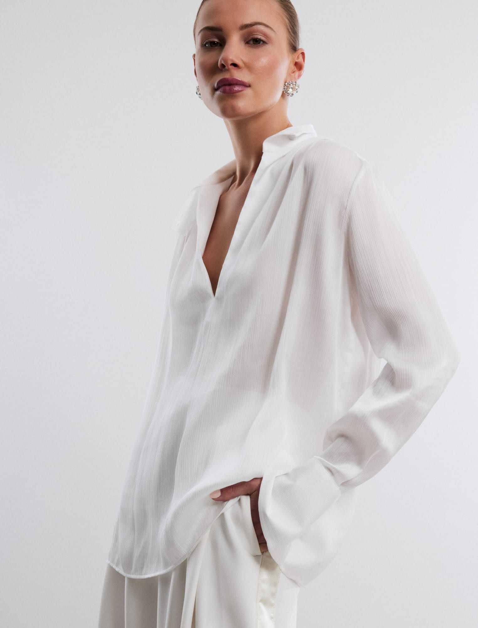 V-Neck Collared Top sold by BCBGMaxAzria product image thumbnail 3