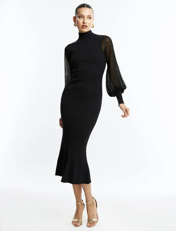 Florence Balloon Sleeve Fluted Dress sold by BCBGMaxAzria