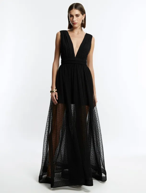 Amal Pleated Plunging Gown sold by BCBGMaxAzria