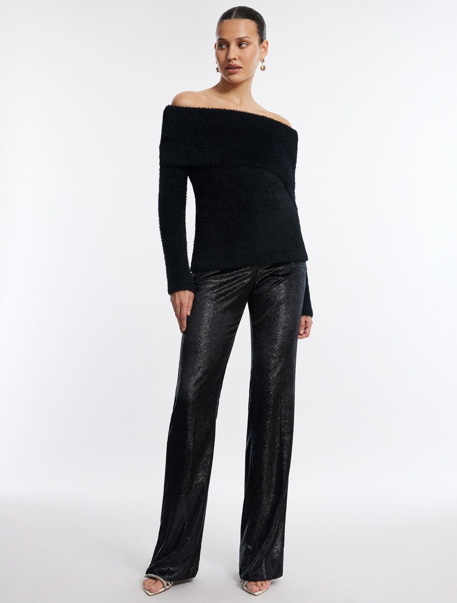 Off-The-Shoulder Foldover Rib Sweater sold by BCBGMaxAzria product image thumbnail 2