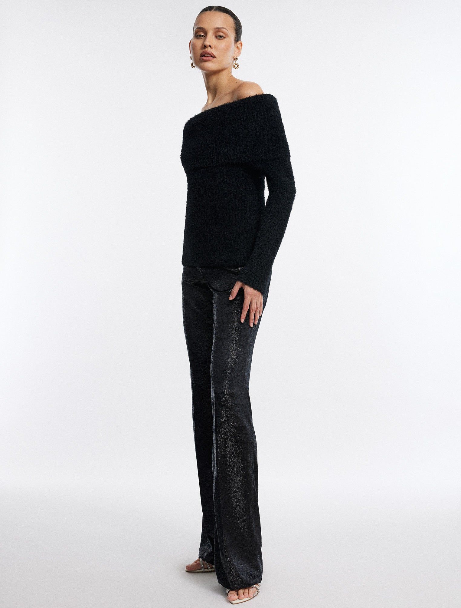 Off-The-Shoulder Foldover Rib Sweater sold by BCBGMaxAzria product image thumbnail 3