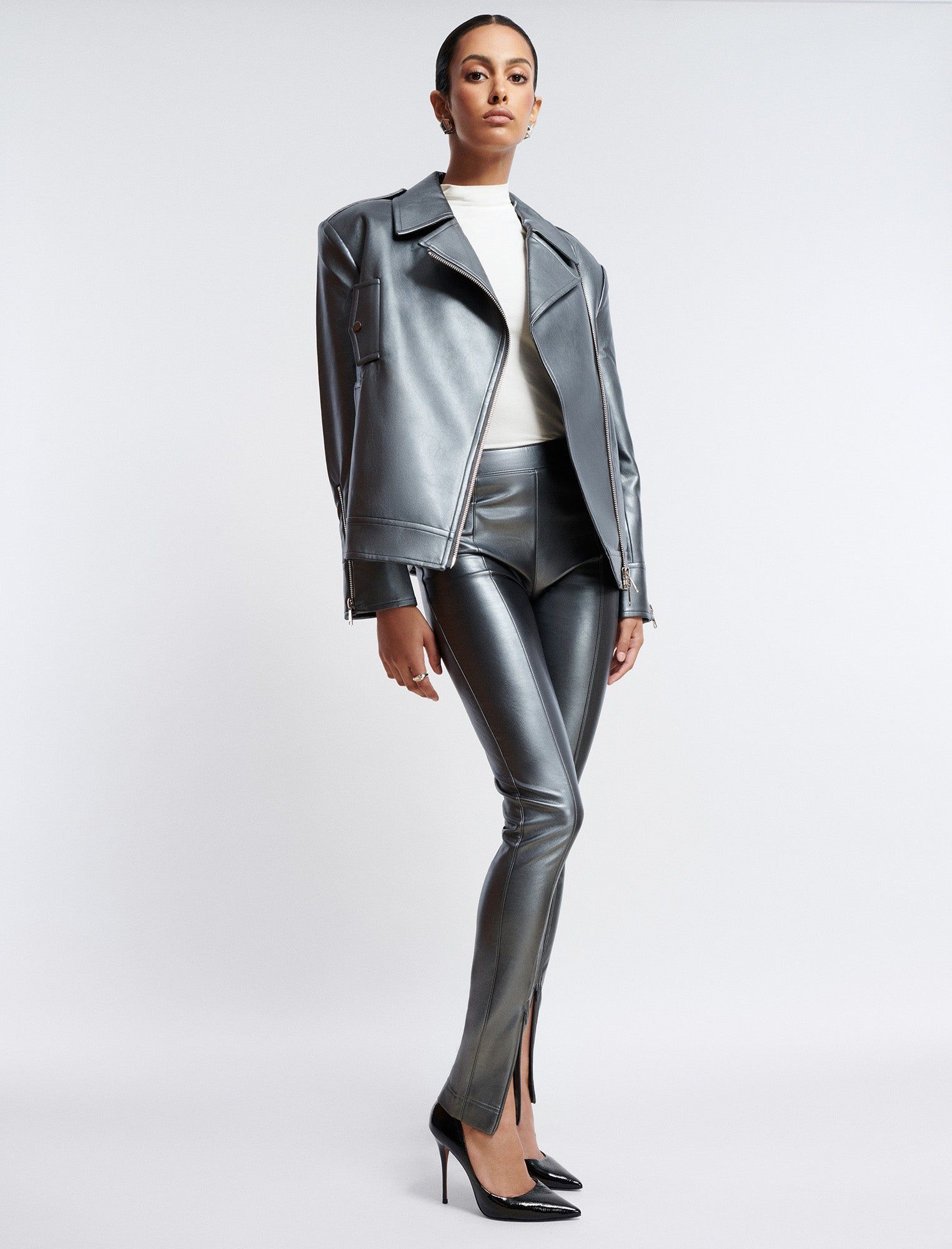 Faux Leather Biker Jacket sold by BCBGMaxAzria product image thumbnail 3