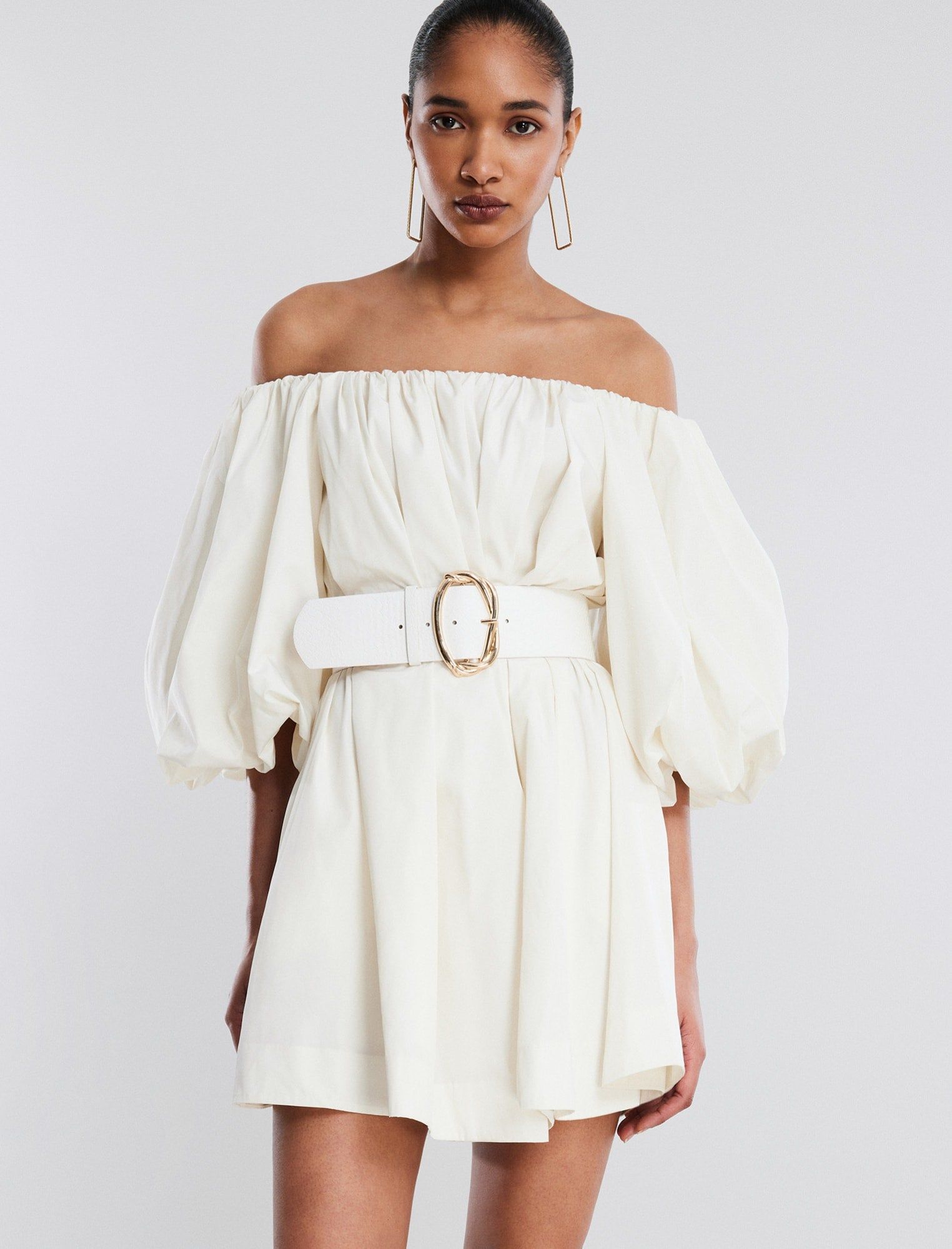 Adelaide Balloon Sleeve Mini Dress sold by BCBGMaxAzria