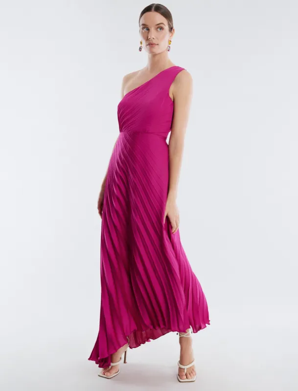 Acacia One Shoulder Satin Gown sold by BCBGMaxAzria