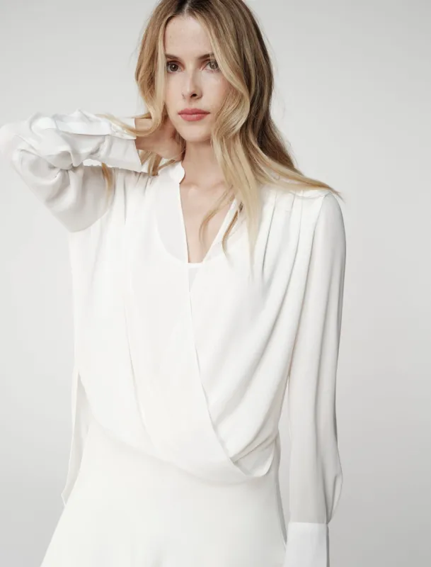 Jaklyn Draped Front Blouse sold by BCBGMaxAzria