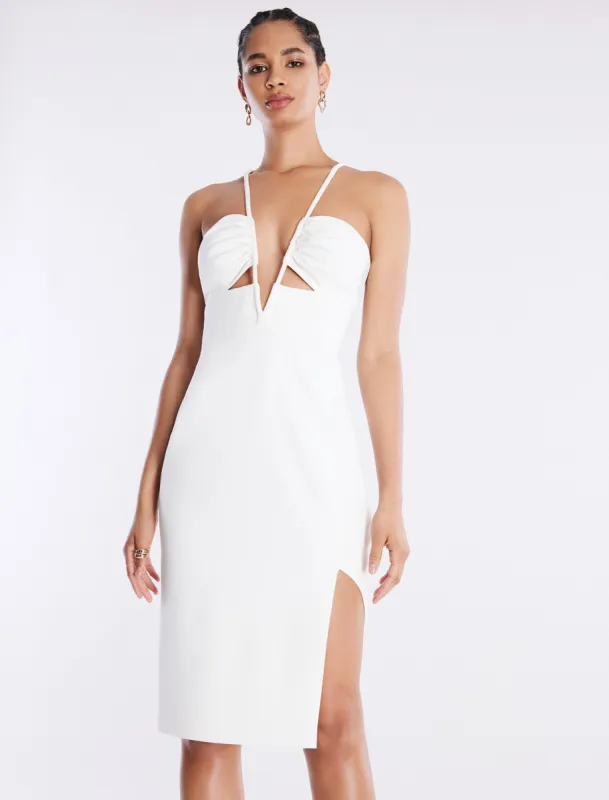 Aida Plunging Halter Midi Dress sold by BCBGMaxAzria