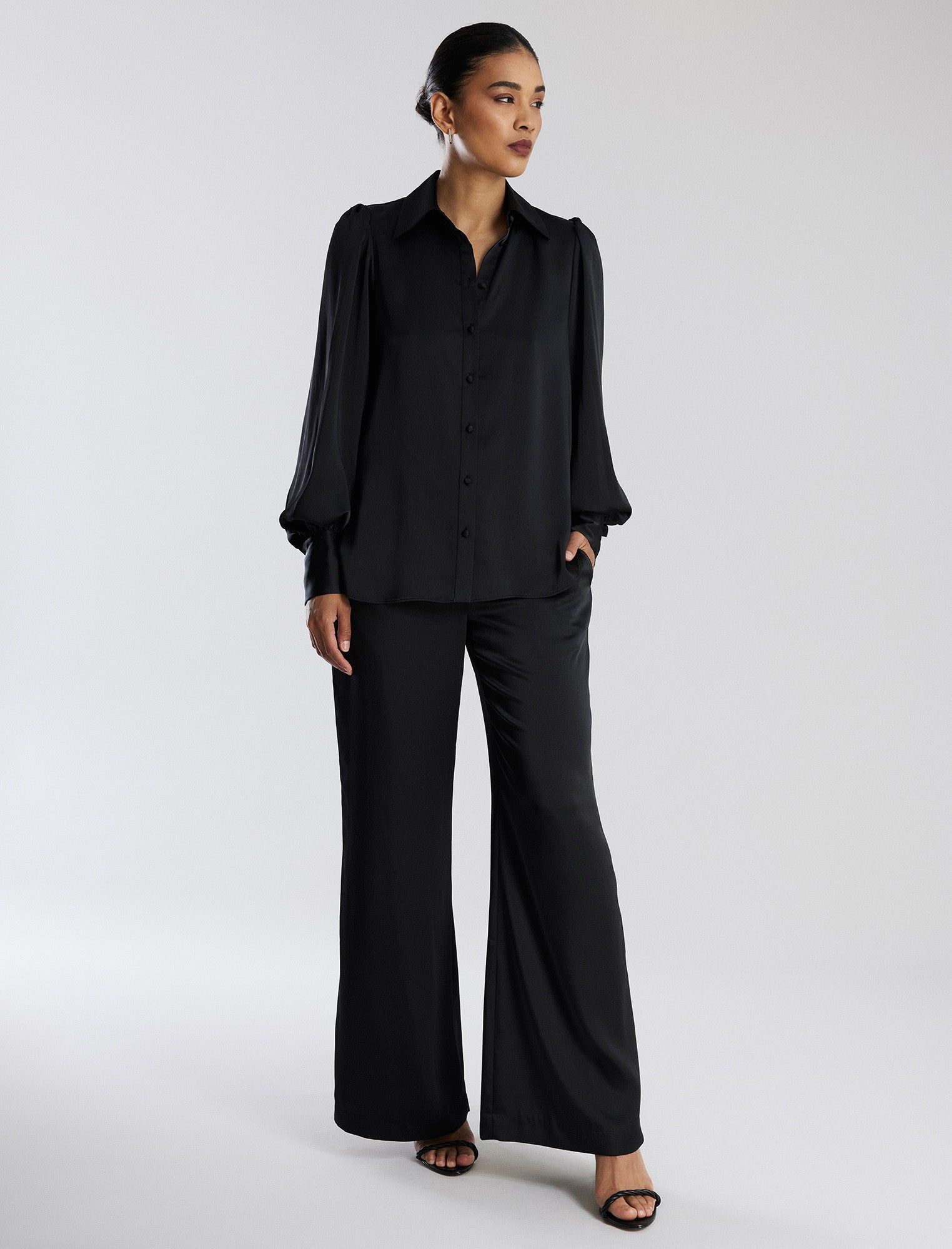 Satin Wide-Leg Trouser sold by BCBGMaxAzria product image thumbnail 3