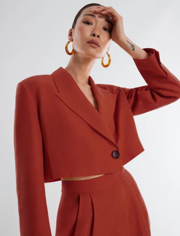 Knox Linen Crop Jacket sold by BCBGMaxAzria