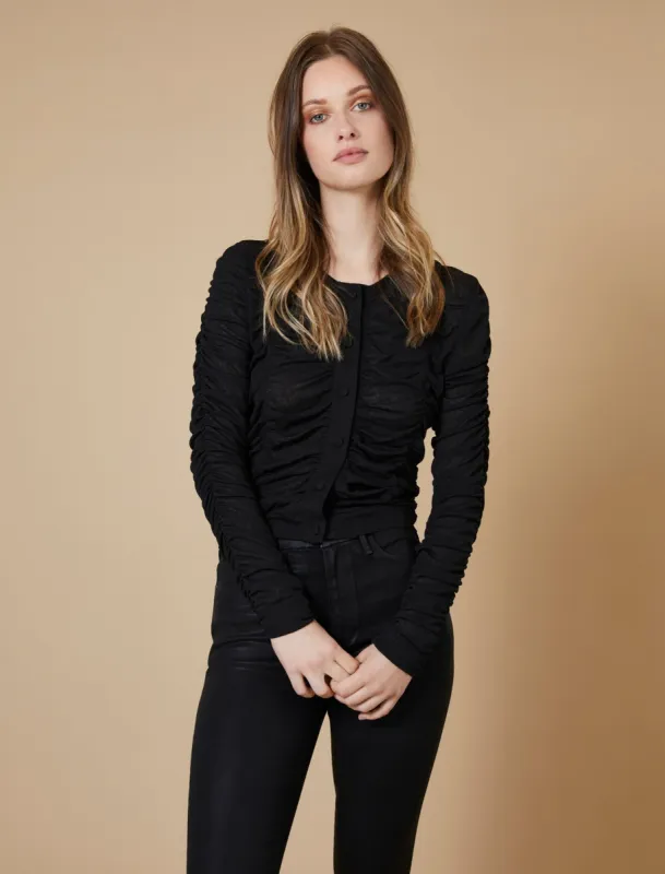 Ruched Button-Up Top sold by BCBGMaxAzria